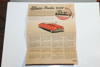 Vintage Schuco Wind Up Radio 4012 Car Instructions U.  S.  Zone Germany