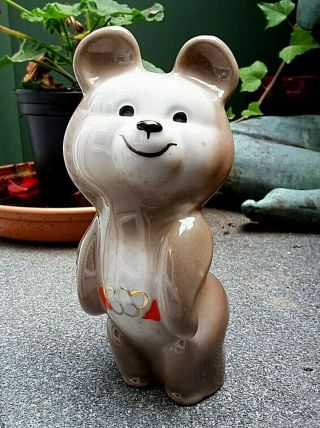 Misha Vintage Soviet Porcelain Bear 1980 Moscow Olympics Russian Mascot Rare 5 "