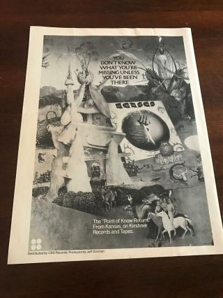 1978 Vintage 8x11 Album Promo Print Ad For Rock Band Kansas Point Of Know Return