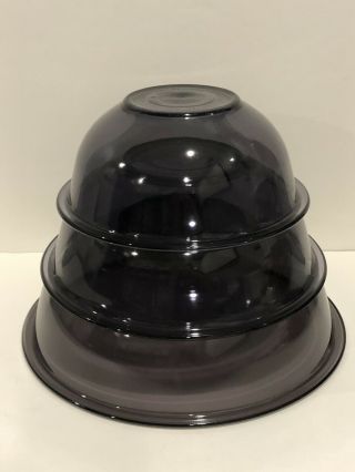 Set Of 3 Vintage Pyrex Purple Amethyst Nesting Mixing Bowls 323 325 326