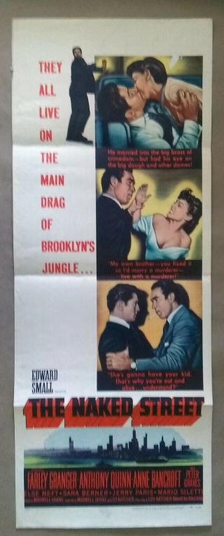 The Naked Street Vintage Insert Poster 1955 14x36 Film Noir