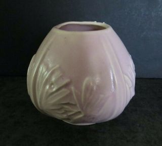 Vintage Mccoy Art Pottery Matte Lavender Ivy Butterfly Squat Vase Early 1940 
