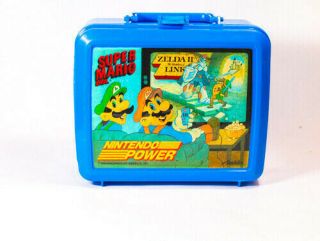 Vtg Aladdin Nintendo Power Mario Bros Zelda Ii Link Blue Plastic Lunch Box