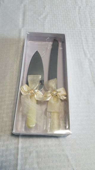 Wedding Knife And Cake Server Set Vintage Ivory For Black/gold Gatsby Theme