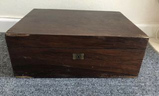 Antique Vintage Wooden Work / Storage Box Brass Detail