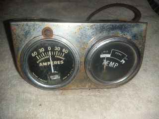 Vintage Duel Mount Temperature Amp Automotive Farm Gauges Industrial Steampunk