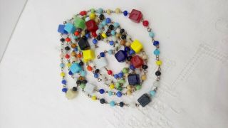 Vintage Art Deco Glass Cube Bead Necklace Wired Harlequin End Day Flapper 20s 30