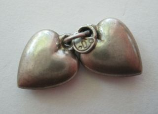 Vintage Sterling Puffy Hearts Tiny Lock Silver Bracelet Charm