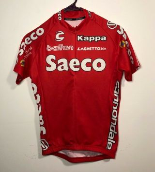 Vtg Saeco Cannondale Kappa Red Short Sleeve Cycling Jersey Mens Size Small