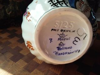 Poly Delft.  N Royal Holland Handpainted signed Jeanie Vase Porcelain Vintage 6