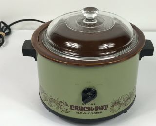 Vintage Rival Crock Pot 2 Qt Slow Cooker Avocado Green M 3102/3l W/lid
