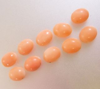 Loose Coral Gemstone Oval Cabochon 9mm X 7mm X 3mm Vintage