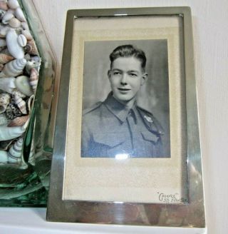 Vintage Photo Frame,  Silver Plated.  Shapely & Shiny,  Ww2 Soldier June 1st 1944
