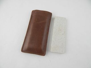 Vintage Gingher Knife Edge - R Sharpening Stone Whetstone In Leather Case S/H 3