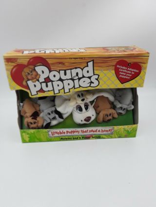 Vintage Set Of 5 Pound Puppies Mommy And Five Puppy Family - Galoob