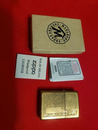 Vintage Solid Brass Marlboro Cigarette Zippo Lighter