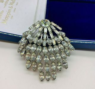 Vintage Jewellery Signed Weiss Sparkling Clear Crystal Cascade Brooch/pin