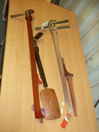Vintage Japanese Shamisen Stringed Wood Musical Instrument Spare Parts