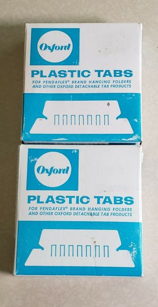 Oxford Plastic Tabs 2 Boxes Vintage For Pendaflex Hanging Folders 25 Tabs No.  42