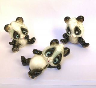 Josef Originals 3 Porcelain Panda Bear Black White Figurine W/tags Japan Vintage