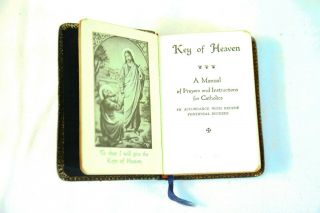 Vintage Catholic Key Of Heaven 1927 Prayer Book In English 3 1/2 " X 2 1/2 " X 1 "