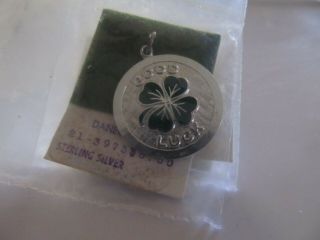 Vintage Sterling Silver Dancraft " Good Luck Green Clover " Charm