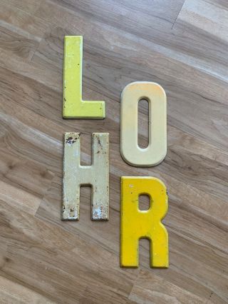 Vintage Retro Metal Letters Wall Art Industrial Salvage Marquee Sign Yellow 7 "