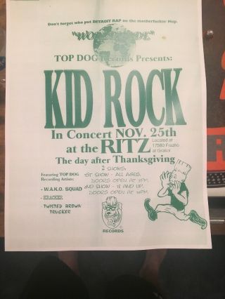 Vintage Kid Rock Concert Flyer Ritz East Detroit Rare