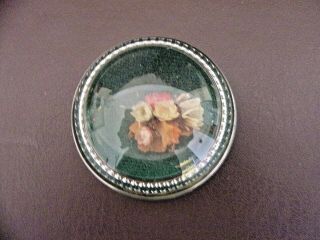 Vintage Domed Glass Paperweight With Dried Flowers (1A098) 3