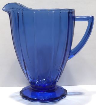 Vintage Cobalt Blue Depression Glass Newport Hairpin 4 1/4 ",  Footed Creamer