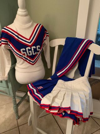 Vintage Real Cheerleader Uniform Pleated Skirts Sweater Pants Made Usa M