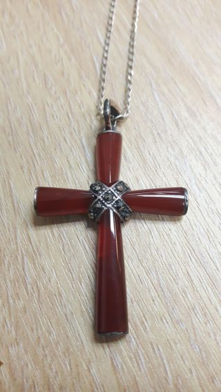 Vintage 925 Sterling Silver Crucifix Cross Pendant 7g,  21 Inch Chain 176