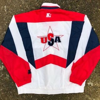 Vintage 90s Starter Usa Atlanta 1996 Olympic Windbreaker Tracksuit Jacket Medium