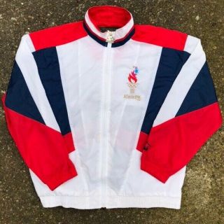 Vintage 90s Starter USA Atlanta 1996 Olympic Windbreaker Tracksuit Jacket Medium 2