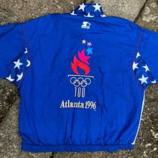 Vintage 90s Starter Usa Atlanta 1996 Olympic Windbreaker Tracksuit Jacket Large