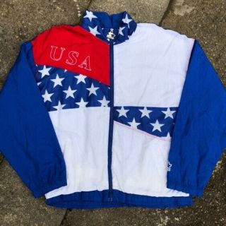 Vintage 90s Starter USA Atlanta 1996 Olympic Windbreaker Tracksuit Jacket Large 2