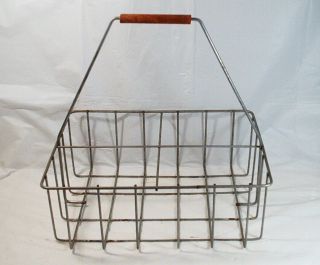 Vintage 4 Half Gallon Glass Milk Bottle Wire Basket Carrier Carrying