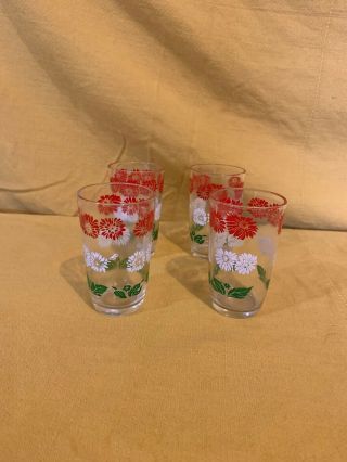 4 Vintage Swanky Swigs Glasses Juice Tumbler Red White Green 3 3/4 " High K
