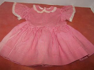Vintage Ideal Patti Play Pal Red/white Gingham Dress No White Pinafore G71 - 1
