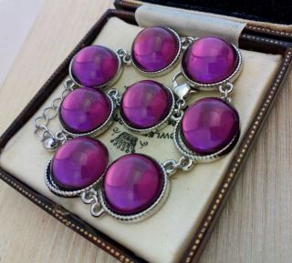 Vintage - Stunning Amethyst Purple Glass Cabochon Bracelet 2