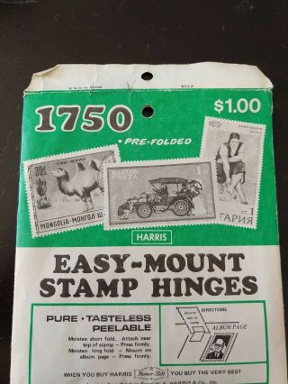Vintage Harris Easy - Mount Stamp Hinges Pre - Folded,  Tasteless And Peelable