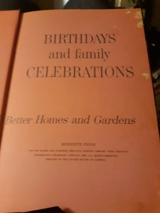 (CB2) VTG.  COOKBOOK - BETTER HOMES AND GARDENS - 1963 BIRTHDAYS & CELEBRATIONS 3