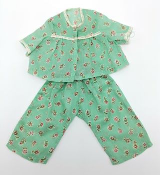 Vintage 1950s Terri Lee Green Floral Pajamas Doll Clothes
