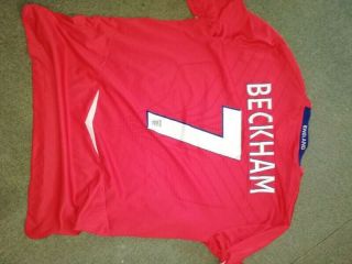 Adult Vintage England Football Shirt By Umbro 7 Beckham Large