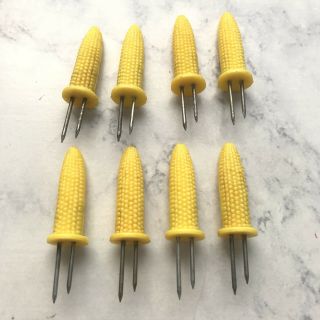Vintage Corn Cob Holders Corn Shape Plastic Set Of 8 Holds 4 Ears Of Corn