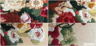 Vintage Erica Wilson Columbia Minerva Floral Basket Crewel Embroidery 24 x 24 4