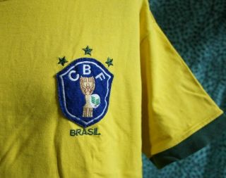 TOFFS BRAZIL HOME FOOTBALL SHIRT 1960 ' s MENS MEDIUM RETRO / VINTAGE pele 2