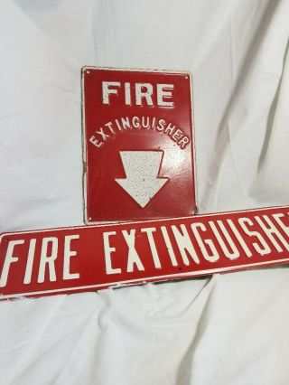 Fire Extinguisher Signs Vintage Embossed Metal