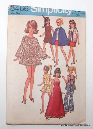 Barbie Doll 1969 Fashion Clothing Vintage Cut Simplicity Pattern 8466.  [b]
