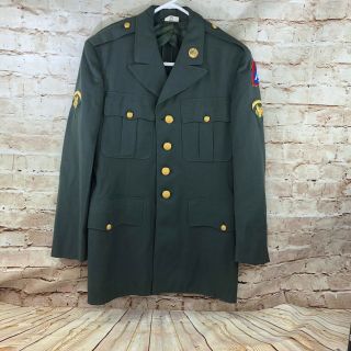 Vtg Us Military Army Green Coat Dress Blazer Jacket Uniform Mens Size 44 Wool